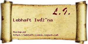 Lebhaft Ivána névjegykártya